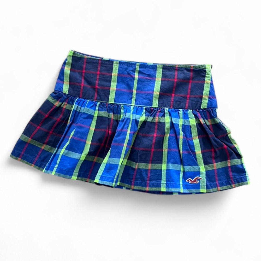 Hollister Navy & Green Plaid Mini Skirt